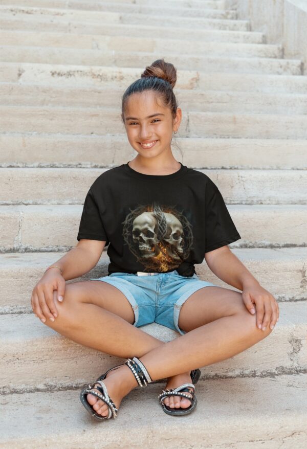 Kids Heavy Cotton™ Tee."Where Darkness Meets Fire: The Ultimate Statement Tee"...