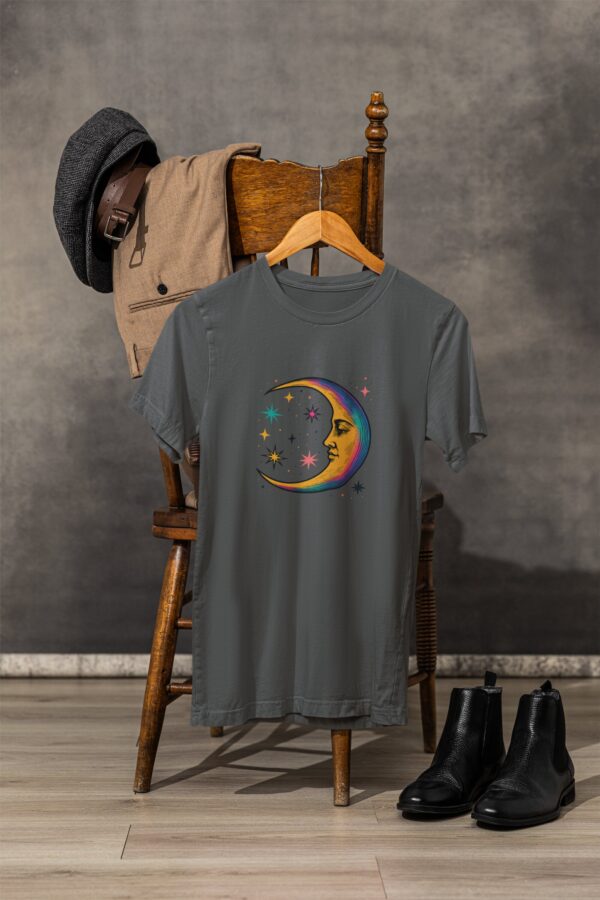 Cosmic Moon T-Shirt Celestial Art in Psychedelic Vintage Style - Image 7