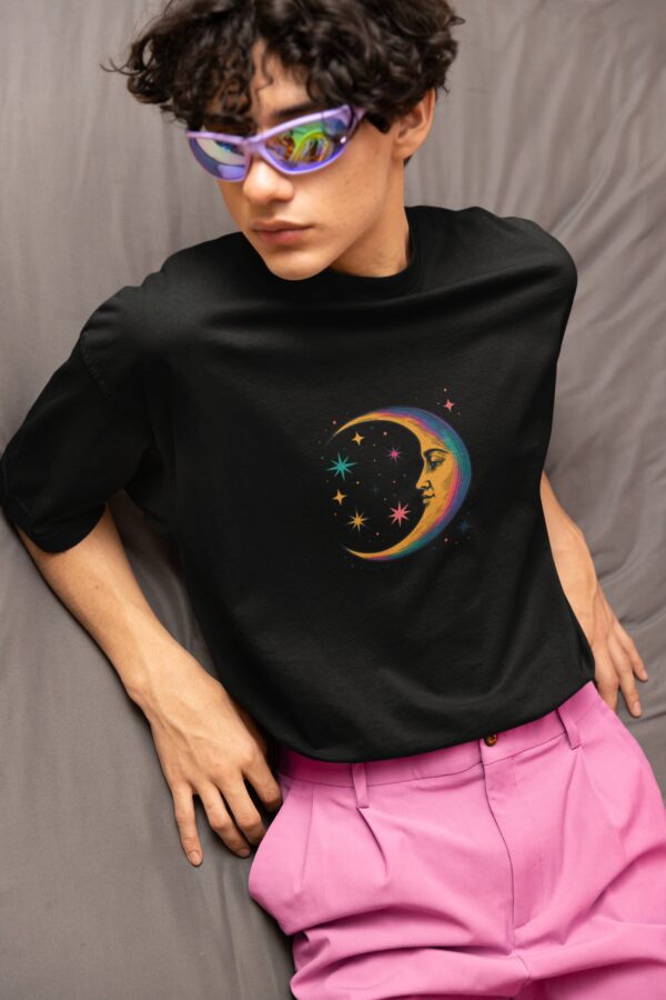 Cosmic Moon T-Shirt Celestial Art in Psychedelic Vintage Style