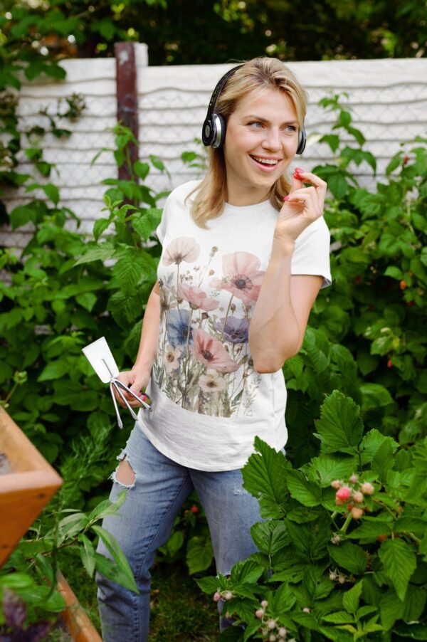 Minimalist Wildflower Shirt for Women, Soft Fit. Nature lover shirte - Image 2
