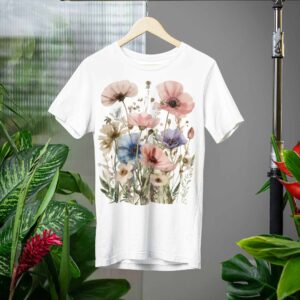 Minimalist Wildflower Shirt for Women, Soft Fit. Nature lover shirte